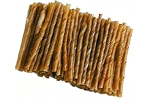 FORTESAN Bastoncini torciglioni - Cicche arrotolate, snack dentale naturale in pelle di bufalo grezza, senza conservanti (100 pz)
