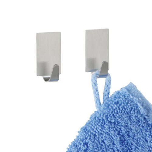 Wenko 4478010100 Rechteckhaken, 4-er, Edelstahl rostfrei, je 1.9 x 1.5 x 3.4 cm, matt