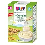 papillas hipp  Papilla Biológica 3 Cereales sin gluten 4M HiPP, 400 g