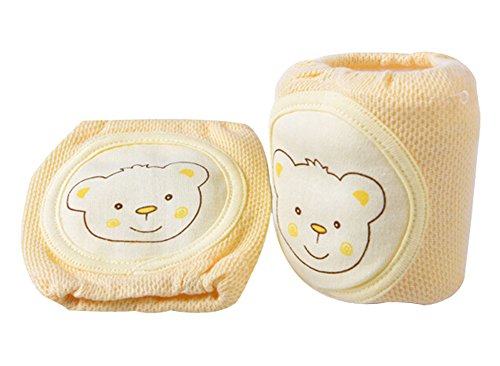 2 Pairs Lovely Infant Toddler Baby Knee Pad Crawling Safety Protector YELLOW