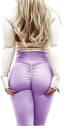 Ibelive Womens Tummy Control Ruched Booty Yoga Pants High Waist Depot Workout Stretchy Leggings (Purple, M)
