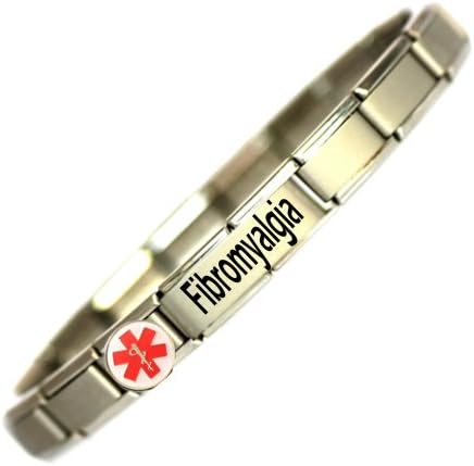 Magnetic Fibromyalgia Medical ID Alert Bracelet - Stainless Steel Silver - Totally Adjustable