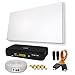 Produktbild SAT KOMPLETT SET von HB-DIGITAL: Megasat Hochleistungs-Sat-Flachantenne  H30D1-Single 1 Teilnehmer Direkt  1x Hochwertiger SAT-Recever  Fensterhalterung  10m HQ-135 SAT-Kabel  SAT Fensterdurchführung GOLD  4x F-Stecker vergoldet  2x Gummitüllen  HDMI Kabel  FULL HD TV 3D 4K  (ALL-IN-ONE)