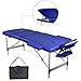 Produktbild HB Club Deluxe 3 Zonen Aluminium Massagetisch Massageliege Massagebank Tragbar Klappbar Leicht Professionell Massage Bett Höhenverstellbar mit Verstellbarer Kopfstütze Armlehne Tragetasche 14kg (Blau)