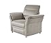 Produktbild Cavadore Sessel Bontlei / Lounge-Sessel mit Kopfstütze und Federkern / 97 x 88 x 102 cm (BxHxT) / Mikrofaser hellgrau