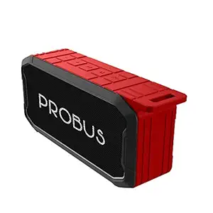 Probus Portable Wireless Waterproof Bluettoth Speaker IPX7 5W with Inbuilt 1200mAh Battery/USB/Micro SD Card/FM/AUX(Red)