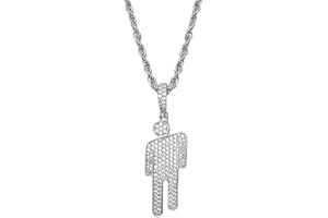AOLIAY 1 Stück Damen & Herren Edelstahl Halskette,Fun Simulierter Diamant Anhänger,Silber Gold Accessoire Halskette,Hip-Hop-Souvenir-Geschenk,Straße Trend Coole Kette