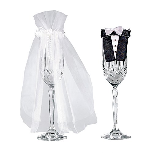 Gläseranzug Braut & Bräutigam Set 2-teilig