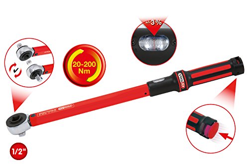 KS Tools Drehmomentschlüssel 1/2 Zoll Ergotorque basic mit Durchsteckvierkant-Ratschenkopf, 20-200 Nm, 516.1942 - 2