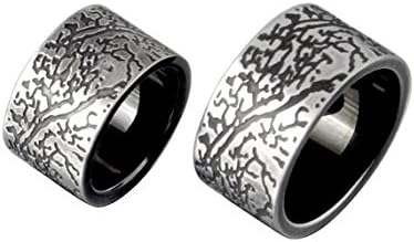 Engagment Men Silver Tree Ring Stainless Steel Wedding Band Mens Gift for Him S