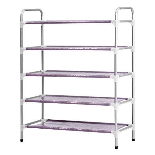 Finether Schuhregal Schuhständer Schuhablage mit Griffen Schuhschrank Regal 5 Ebenen für 15 Paar Schuhe aus Metall 89 x 68 x 30 cm