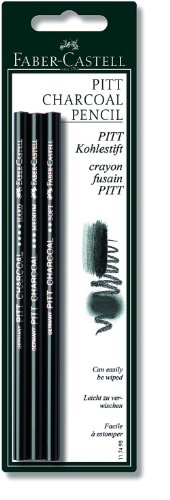 Faber-Castell 117498 - Kohlestift PITT fettfrei, 3er Packung