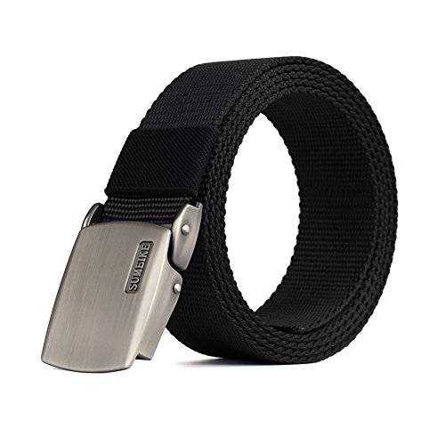 Tactical Belt For Men Alloy Buckle Male Waist Belt Canvas Strap Belts Cummerbunds (Black)
