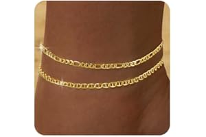 ZHESHY Pulseras Tobilleras Plata Dorado para Mujeres Multicapa Tobillera 18 Quilates con Corazón Cruz Cuentas Ajustable Impermeable Moda Joyería Tobilleras Verano Playa para Mujeres y Niñas Regalos