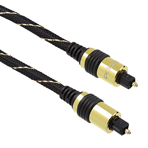 Juppa® Pro-Range Strong Nylon Braided Optical Toslink SPDIF Digital Audio Fibre Cable with 24k Gold Plugs, Supports Dolby TrueHD DTS 5.1, 7.1 Surround - 2 Metre