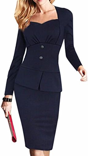 Women Sexy Slim Square Neck Dress Long Sleeve Roune Neck Pencil Bodycone Dresses