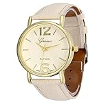 uhr Kolylong Damen Herren unisex Leder Armbanduhr beige