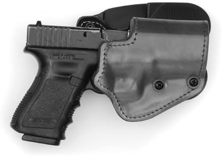 Mako 3-Layers Black Holster (Leather/Kydex/Suede Lining) - Paddle version Fits Glock 17/17C/22/22C Hand Gun