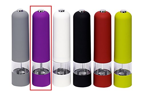 elektrische Salzmühle Pfeffermühle mit LED Licht Mühle Keramikmahlwerk Soft-Grip Gewürzmühle Salz Pfeffer Gewürze (Lila)