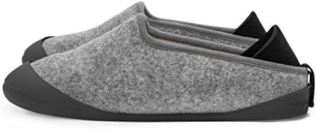 mahabis Larvik Light Grey Classic Slippers with Skien Black Sole in Size 5 UK Men/6 UK Women