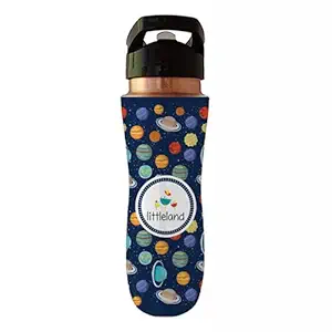 littleland Premium Copper Sipper Water Bottle for Kids 3 Years and Up | BPA Free and Non-Toxic | 750 ML (Space,Black)