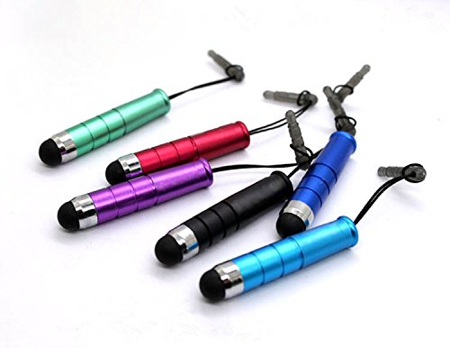 Sunrive® 6 pcs universal Stylus Stift Eingabestift mit 3,5 mm Staubschutz Stöpsel Kappe Premium Touchstift verschiedenen Farben für alle Geräte mit kapazitiven Touchscreen Smartphone Handy PDA Tablet PC.