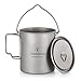 Produktbild TOMSHOO Titanium Topf 750 ml Ultralight Tragbar Titan Wasser Becher Tasse mit Deckel und Faltbarer Griff Outdoor Camping Kochen Picknick
