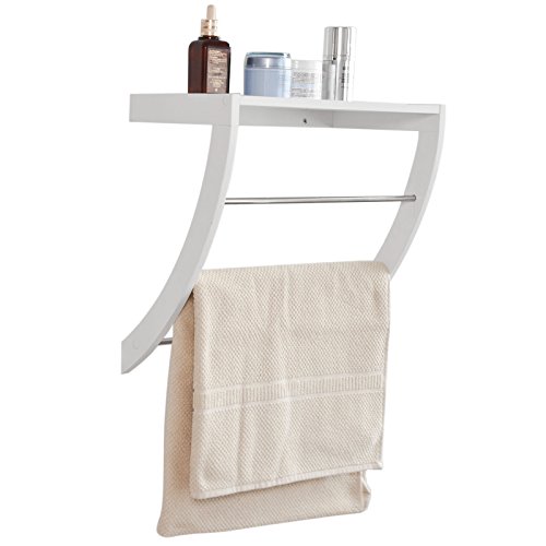SoBuy® Wandregal,Handtuchregal,Handtuchhalter zur Wandmontage mit 3 Stangen, weiß, FRG47-W