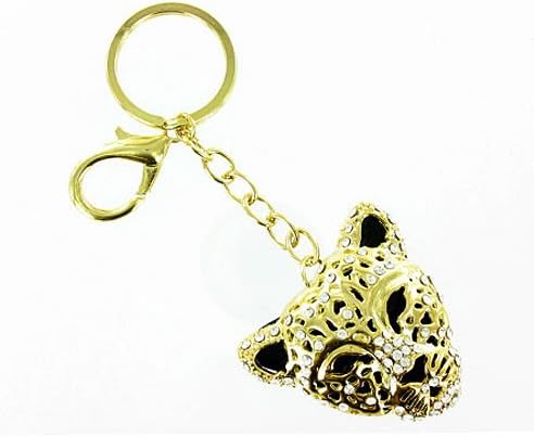 ilovefj Clear Crystal on Gold Plated Panther Keyring / Handbag Charm