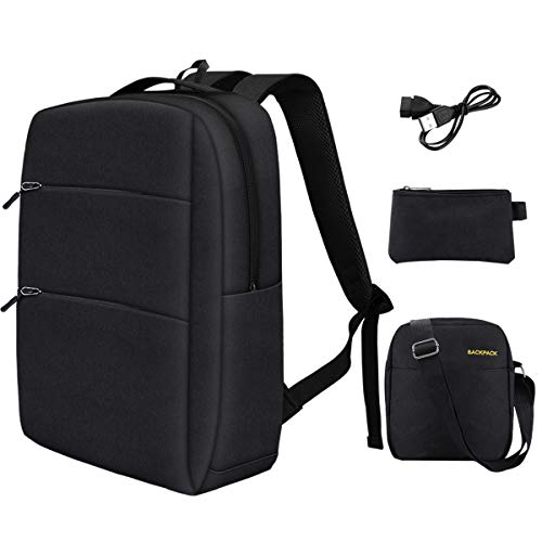 PUREBOX Laptop Rucksack Herren Schulrucksack 17,3 Zoll Wasserdicht Business Rucksack Anti-Diebstahl Rucksack Tasche für Herren mit USB-Ladeanschluss und Kopfhörerschnittstelle,45L (Schwarz 3PCS)
