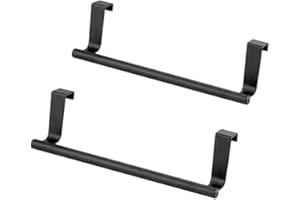 Yitobici Toallero Sin Taladrar, Barra de Toalla para Puerta de Baño y Dormitorio, 23 cm, para Cocina, 2 Unidades (Negro)