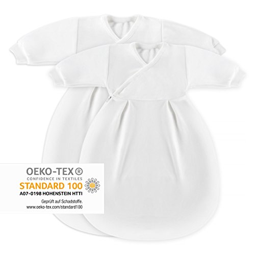 Alvi Baby Mäxchen Original / Ganzjahres Baby-Schlafsack – 3-tlg. mit gefüttertem Außensack und 2 Innensäcken mit Ärmeln / mitwachsend / Birnenform – Silber Grau - 3
