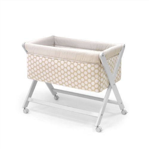 Cambrass 46 x 78 cm Wooden Crib X with Fabrics Collection Ter (Beige/ White Spotted)
