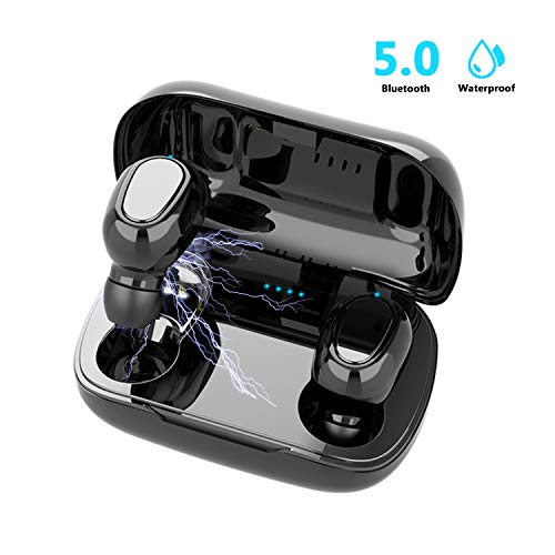 Auriculares Inalámbricos Bluetooth 5.0, Inalámbricos In-Ear Auriculares, Auriculares Deportivos Estéreo Impermeabl con Deep Bass Mini Estéreo y HD Mic,Cancelación de Ruido Auriculares para IOS Android
