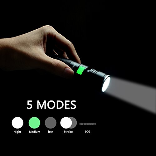 PovKeever Mini LED Taschenlampe USB wiederaufladbare Taschenlampe, 900 Lumen CREE XPE2 R5 Taschenlampe 5 Modus Taschenlampe 18650 Akku für Arbeit / Wandern / Camping enthalten - 6