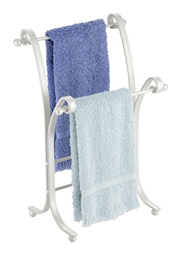 InterDesign York Lyra kleiner Bad Handtuchhalter für Waschtisch | klassischer Handtuchständer mit 2 Handtuchstangen | praktischer Handtuchhalter ohne Bohren | Metall weiß - 3