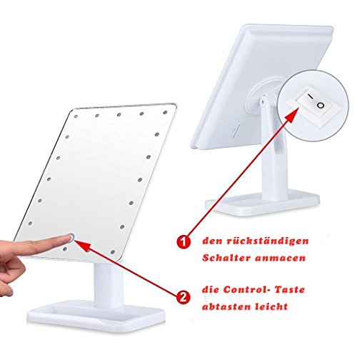 Dproptel Touchscreen 20 LED beleuchteter Kosmetikspiegel 180 frei drehbare bewegliche Make-up-Spiegel perfekt für Make-up Peeling, Badezimmer - 5
