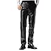 Produktbild Zhhlaixing Middle and Old Aged Herren PU Leder hose Thick Velvet Lined Straight Thermal Trousers Motorcycle Pants
