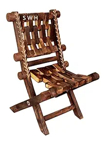 SUPER WOOD HANDICRAFTS Wooden Baby/Kids Chair for Living Room/Study Chair for Kids/Rolling Chair/Folding Kursi/Mooda Chair/Easy Chair/Garden Chair/Foot Rest/Balcony Chair/Showpiece/Home/Garden Decor