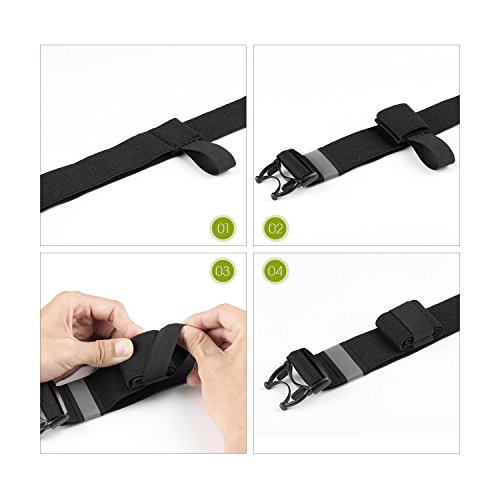 Sport Bauchtasche, MOSSLIAN Stilvolle Super Leichte Reise Elastische Hüfttasche Gürteltasche Laufgürtel Reflektorstreifen und mit Kopfhöreröffnung geeignet für Handy iPhone 7 6 Samsung Galaxy S6 Huawei P9 Mate 8 HTC ONE bis 6 Zoll Smart Phone für Damen Herren Joggen,Fitness, Lauftraining (Schwarz) - 8