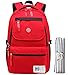 Produktbild Niceeday Schulrucksack für Mädchen Schulranzen Jungen Laptop Rucksack Leben Wasserdicht Wanderrucksack Sporttasche Reiserucksack Daypack (mit Stift-Box) L Red(with Pen Box)
