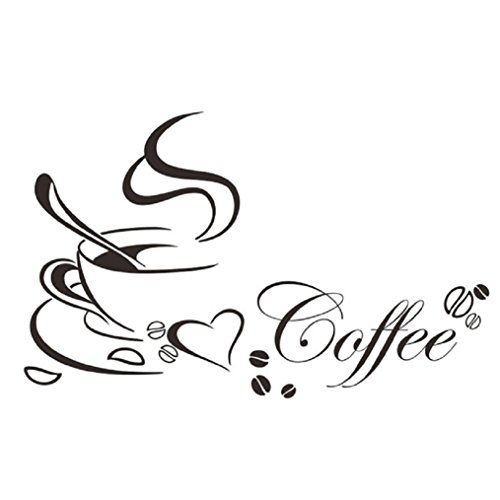 Preisvergleich Produktbild Ularma Wandaufkleber Abnehmbare Kaffeetasse Wandtattoo Wanddeco Wohnzimmer Küche Deco, schwarz