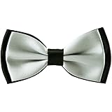 Contrasting Colors Pre-tied Mens Adjustable Bow Ties (Black&amp; Silver)