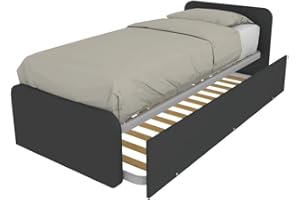 MOBILFINO CAMERETTE 964R - Letto cameretta 80x190 singolo con secondo letto estraibile e testate personalizzabili - Testata a destra, Basalto