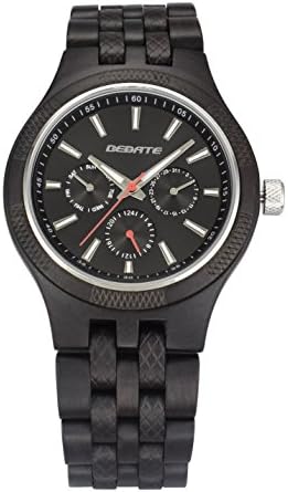 BEDATE Classic Luxury Men's Watch Ebony Wooden Watch with Round Beautiful Dial W143A (Black)