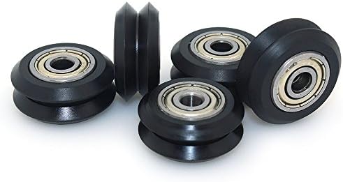 5x Double-V Type Plastic Passive Round Wheel with Bearings Idler Pulley Gear for 3D Printer (Plastic V Wheel)