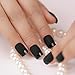 Bling Art False Nails French Manicure Matte Black Full Cover Medium Tips UK