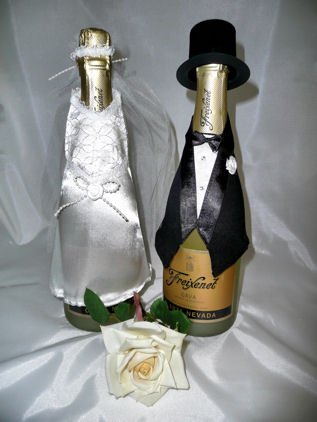 Flaschendeko „Hochzeitspaar“ 3-tlg. - 5