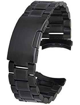 TOOGOO(R) Schwarz Edelstahl Links Uhrenarmband Strap gebogen Ende Einsatz Guertelschnalle 22mm