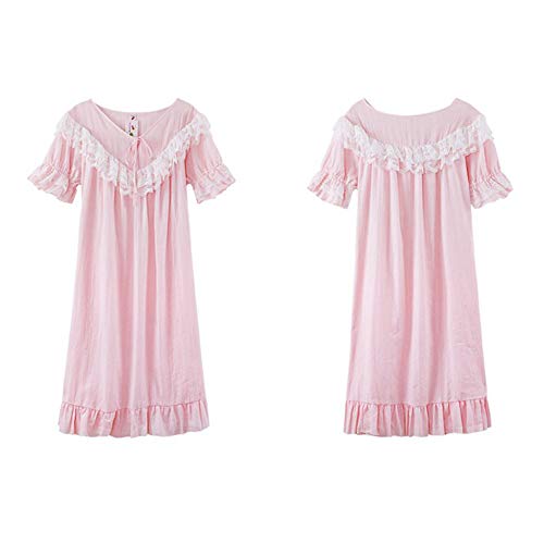 Preisvergleich Produktbild MIAOMIAOWANG Damen Pyjama mit kurzen Ärmeln Spitze Rüschen Prinzessin Kleid Nachtwäsche Nachthemd